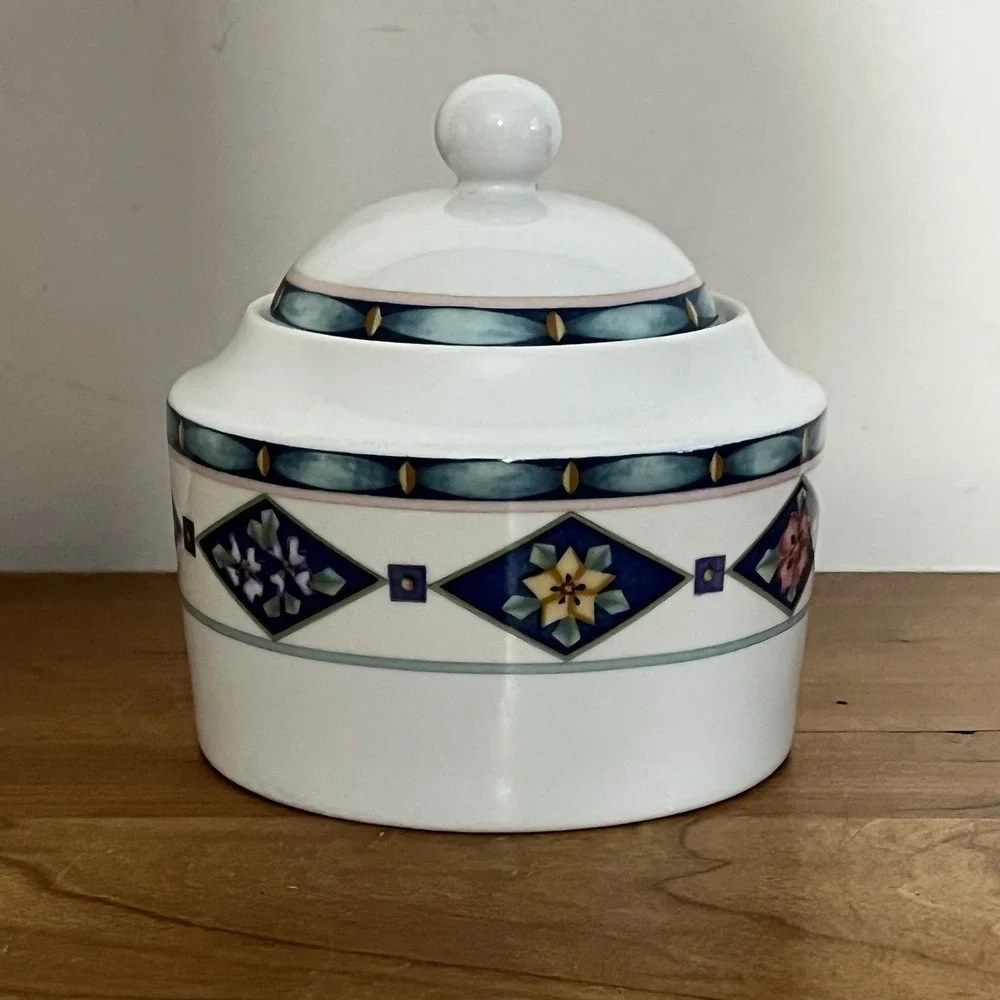 Pfaltzgraff Atmosphere Crystaflora‎ Covered Sugar Bowl & Lid Set Vintage